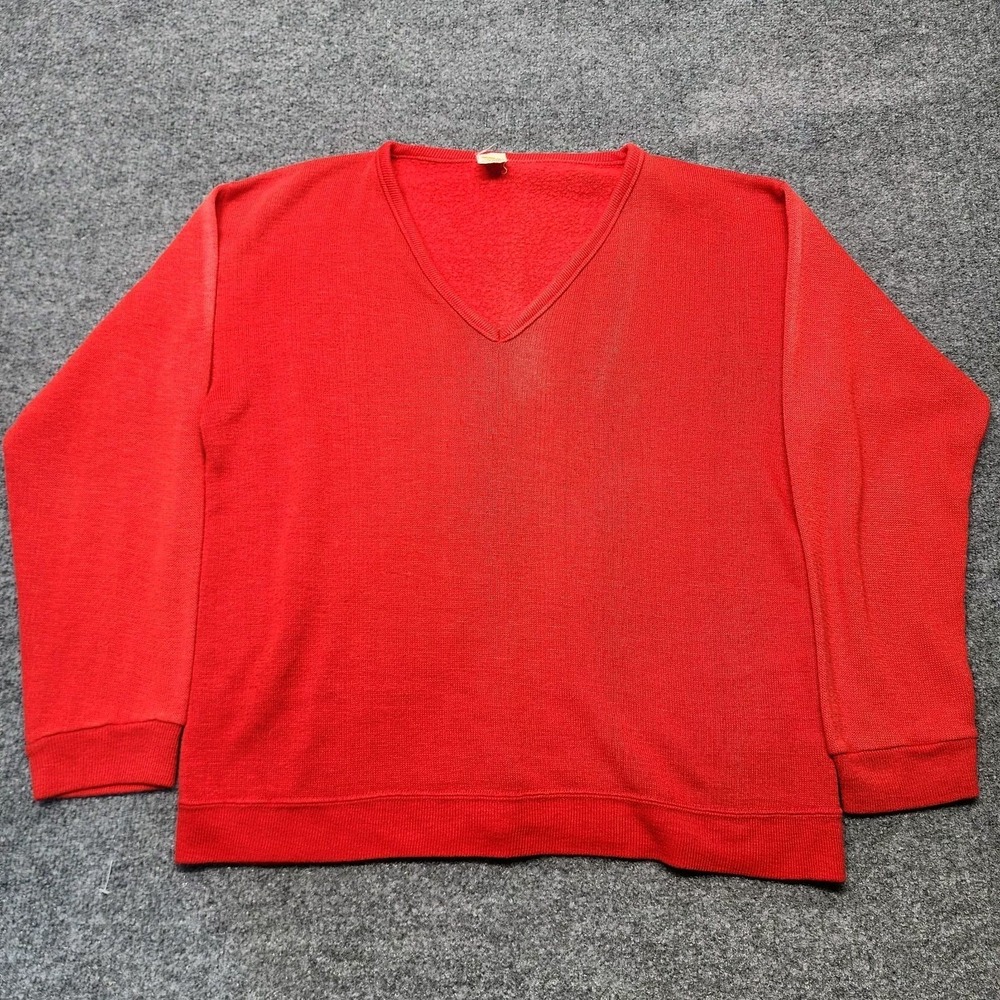 Velva Sheen Red Pullover Vintage 50s 60s Sweatshirt Made in USA XL V Neck
